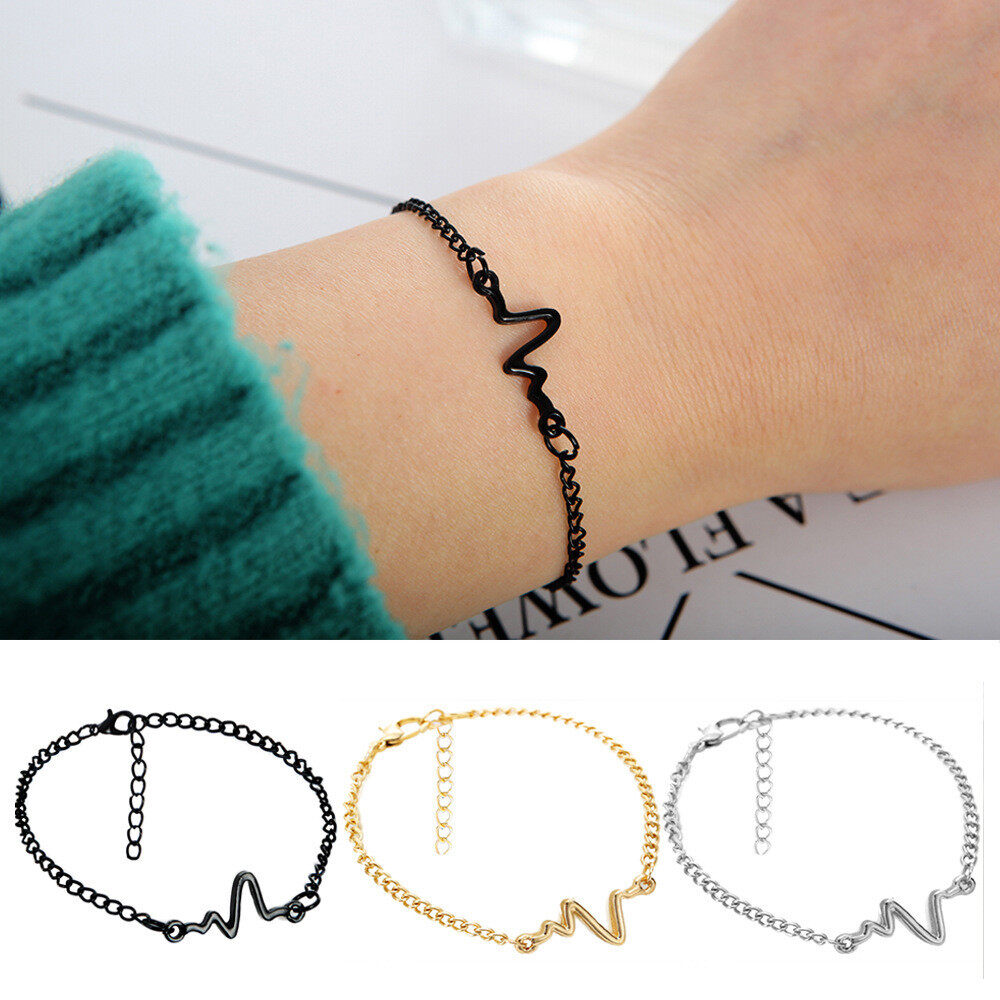 【Prettyset】Creativity Vòng Tay Ecg Đơn Giản, Trang Sức Thời Trang Nữ Vòng Tay Nhịp Tim Mới Cho Nữ Trang Trí Tiệc Cưới