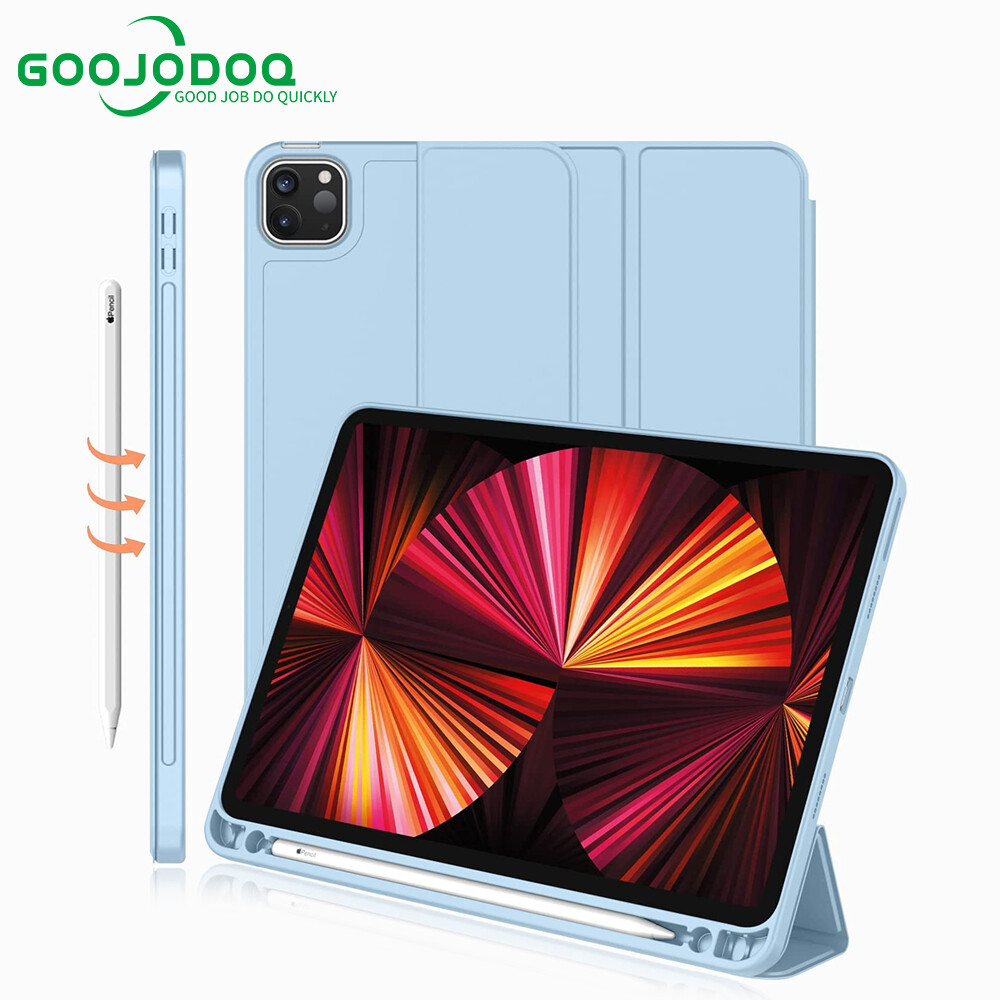 Ốp iPad GOOJODOQ Ốp Cho iPad Pro 2021 Ốp 11 Inch 12 9 Có Khe Đựng Bút (Không Có Bút) Ốp Bảo Vệ Silicon Thức Dậy