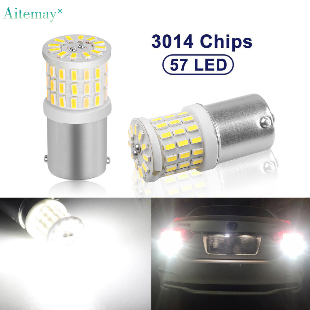 Aitemay Bóng Đèn LED Gốm BA15S P21W 1156 Bóng Đèn LED 1200LM Đèn Phanh Xe Hơi 12V 2 Chiếc