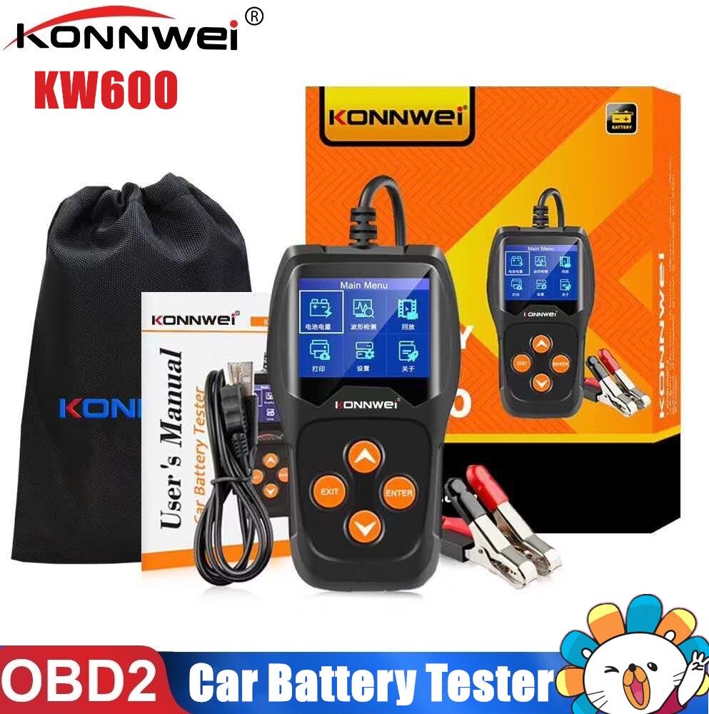 Dụng Cụ Kiểm Tra Ắc Quy Xe Hơi Konnwei KW600 12 V, Công Cụ Pin 100 Đến 2000CCA 12 Volt, Công Cụ Quét Chẩn Đoán Xe Hơi Bluetooth OBD2/EOBD, Sạc Nhanh, Công Cụ Quét Tự Động OBD II