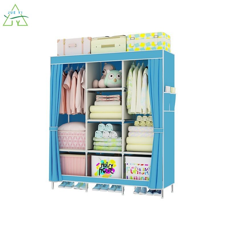 Ks tủ quần áo đơn giản tủ quần áo kết hợp không dệt tủ quần áo vải màu trơn tủ quần áo vải gấp
