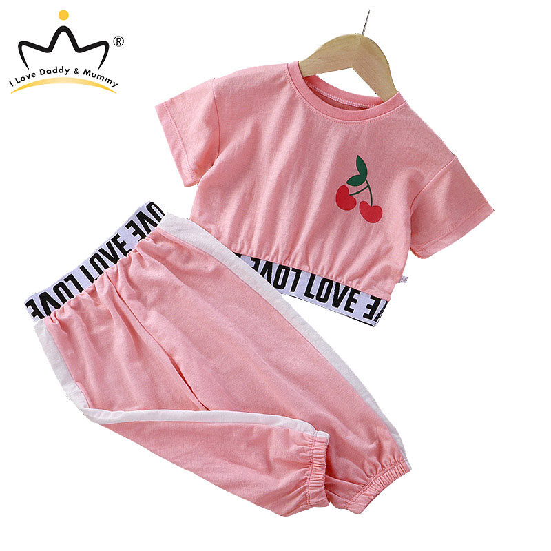 Bộ Quần Áo Nữ 2 Món Áo Thun Ngắn Tay Cho Trẻ Em In Chữ + Quần Bé Phù Hợp Với, Casual Quần Áo Trẻ Em Mùa Hè Thoáng Khí Trang Phục T-Shirt Quần Áo Phù Hợp Với