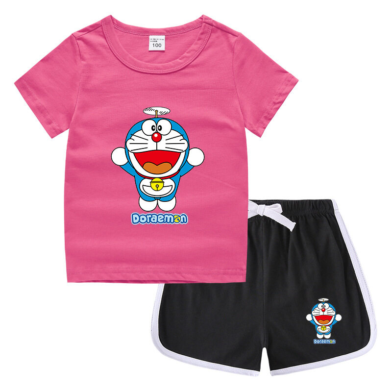 Doraemon Bộ Bộ Đồ Ngủ Bé Trai Quần Đùi Áo Thun Ngắn Tay Cho Bé Gái Quần Đùi Áo Thun Trẻ Em Mùa Hè 2021 Bộ Thường Ngày Hàn Quốc Quần Áo Trẻ Em Thể Thao Mùa Hè Đồ Ngủ Thời Trang