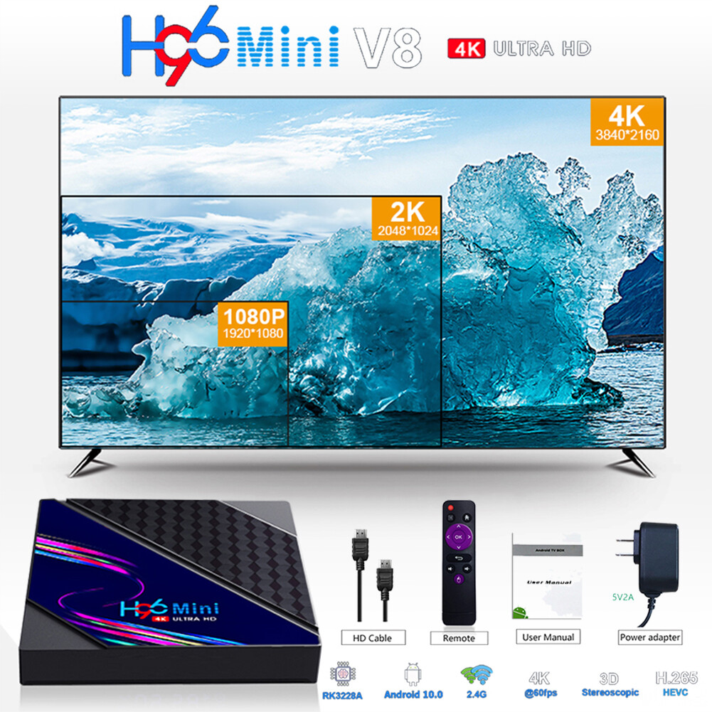 SUNY H96 MINI V8 Set Bộ Chuyển Đổi Tín Hiệu Android 10.0 Quad-Core 4K TV Box Hỗ Trợ HDMI 2.4 Gam WiFi Với Điều Khiển IR