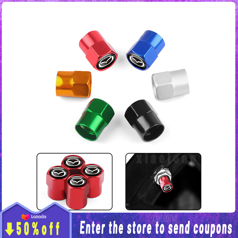 sale 4pcs For Mazda car tire valve cap cover Anti-theft Leak-proof tyre valve cap Car Accessories MAZDA3 MAZDA2 CX-5 CX-7 CX-9 Tribute BT-50 323 MAZDA6 B2200 Familia ราคา 56 บาท*ส่งฟรี