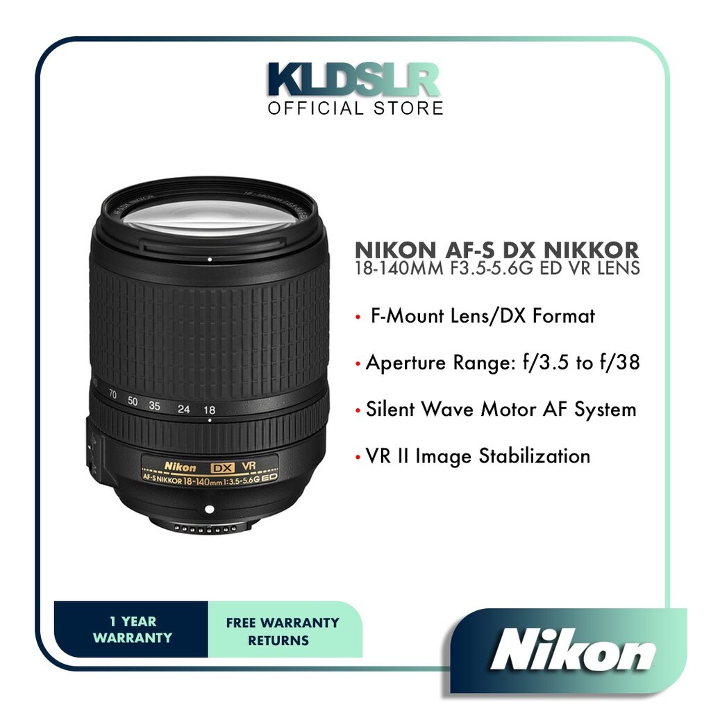 Nikon AF-S DX NIKKOR 18-140mm F3.5-5.6G ED VR Lens (WHITE BOX