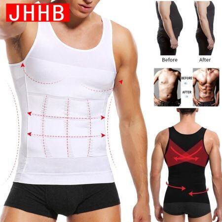 Mens Slimming Compression Vest Body Shaper Chest Abdominal Belly Control Belt Waist Trainer for Weight Loss