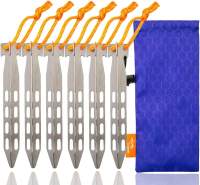 TiTo 6 Chốt Đinh Cọc Lều Hình Chữ V Bằng Titan Lều Chống Gió 10X160mm Với Túi Cầm Tay Để Cắm Trại Đi Bộ Đường Dài Làm Vườn Và Tán Cây