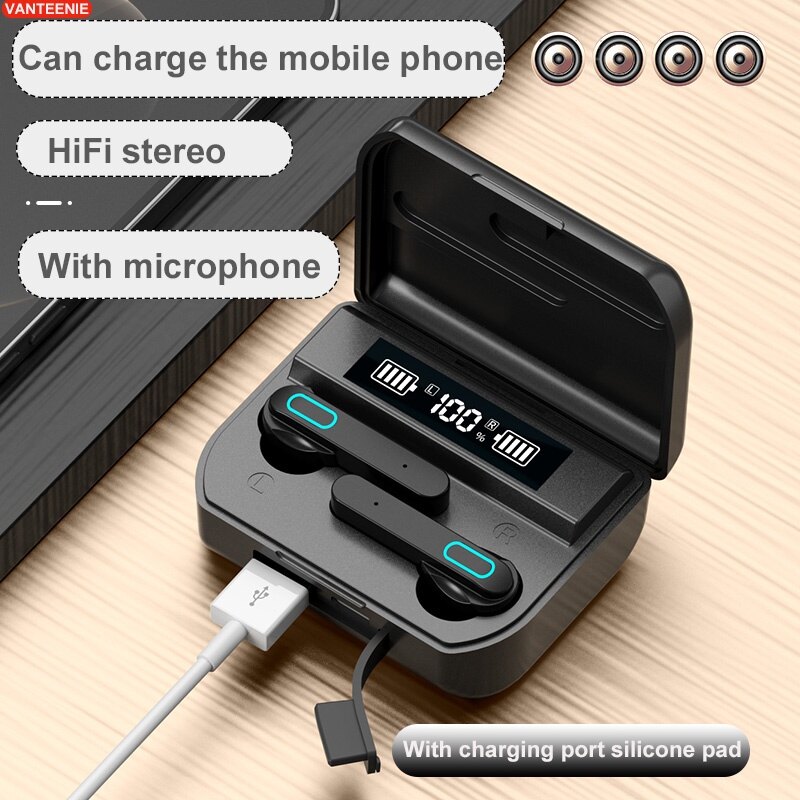 Vanteenie tai nghe bluetooth không dây tai nghe loa 18d micophone tai nghe nhạc tai nghe nhét tai âm trầm chống nước để chạy bộ