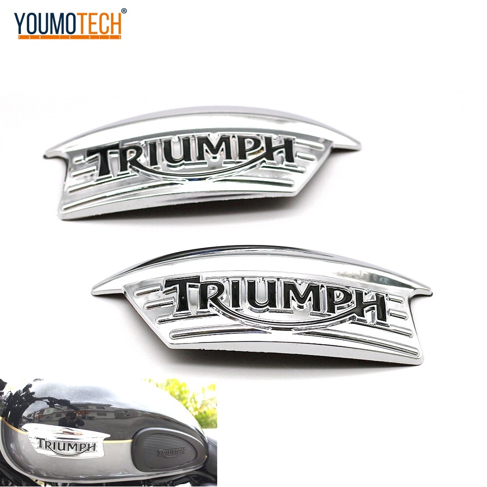 1 Cặp Biểu Tượng Bình Xăng 3D Cổ Điển Cho Xe Máy Miếng Dán Đề Can Chữ Huy Hiệu Nhiên Liệu Cho Triumph 750 T100 T120 Mới Chất Lượng Cao, ABS Nhựa