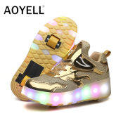 Kids' LED Roller Shoes - Rechargeable Double-Wheeled Sneakers