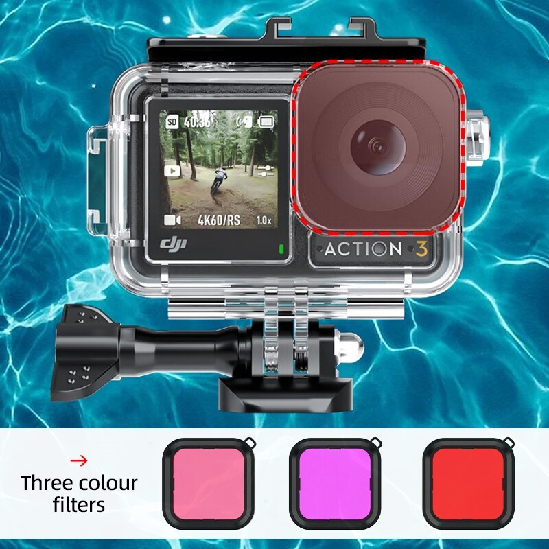 【Your camera】 40M Waterproof Case For DJI OSMO Action 3 Underwater Diving Housing Cover With Dive Filter Sport Action Video Camera Accessories