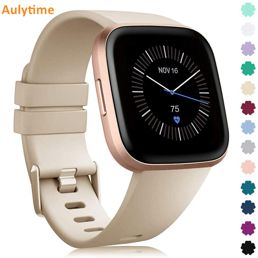 Dây đeo silicon mềm aulytime, dành cho fitbit versa 2 / fitbit versa/fitbit versa lite cổ điển có thể điều chỉnh thể thao ban nhạc dành cho nam nữ nhỏ lớn