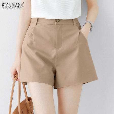 ZANZEA Women's Wide Leg Office Chino Shorts