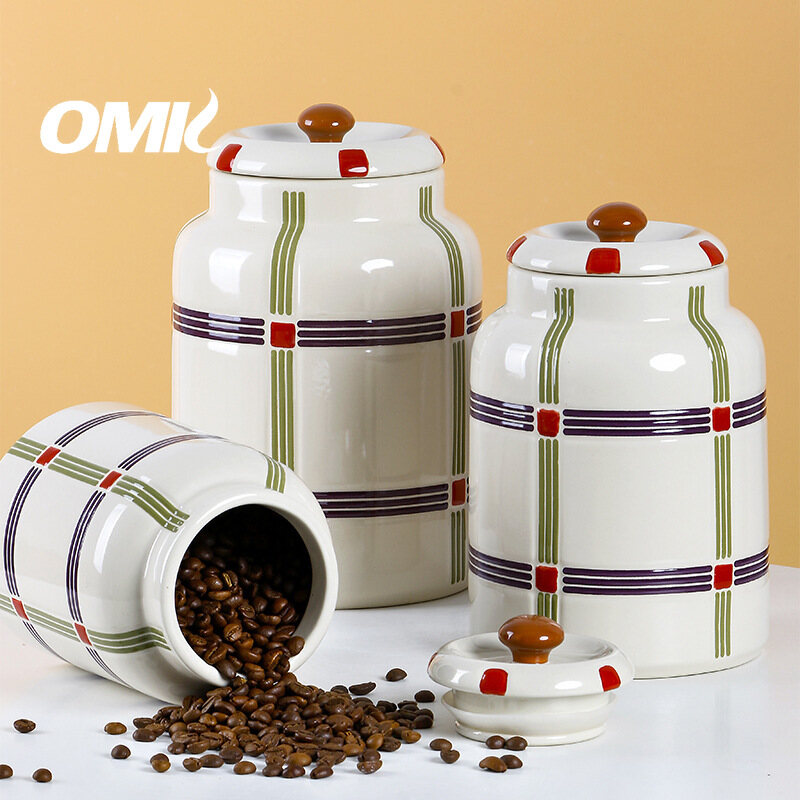 Omk hũ kín phong cách bắc âu hộp đựng thực phẩm hộp đựng trà bằng gốm hũ kín jingdezhen bình kín bình kín bình kín hoa trà bình kín hario bình đựng hạt cà phê bình đựng hạt cà phê bình đựng hạt cà phê 1kg