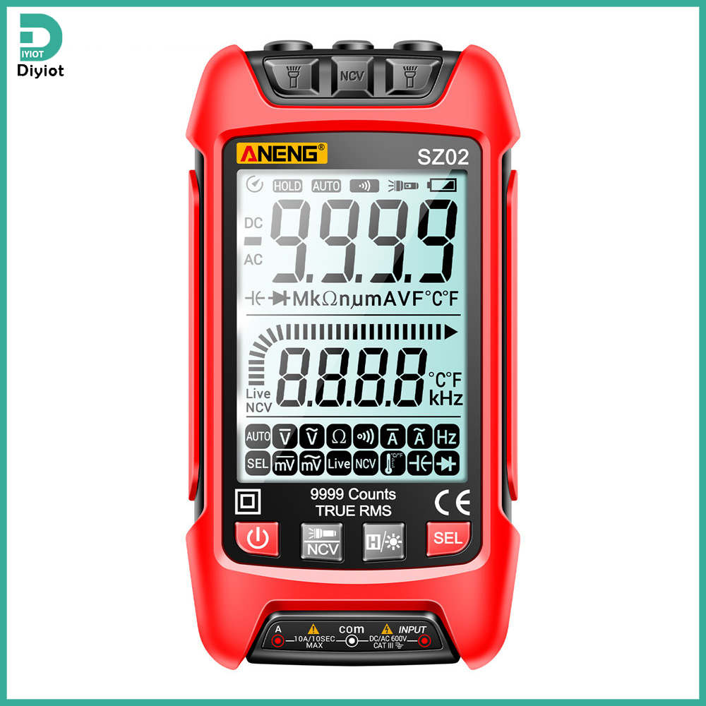 Đồng hồ vạn năng kỹ thuật số phạm vi tự động sz01 sz02 vôn kế ac dc 9999 số đếm ampe máy kiểm tra bóng bán dẫn nhiệt độ điện dung điện trở ncv
