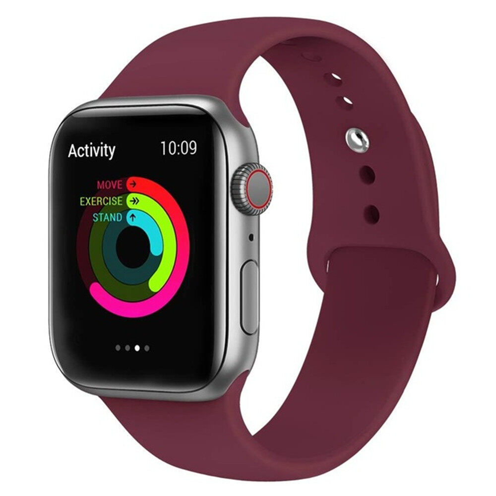 Dây Đeo Silicon Cho Apple Watch Dây Đồng Hồ Đeo Tay Cao Su 42Mm 38Mm 44Mm 40Mm Dây Đeo Màu Đen Dây Đeo Cổ Tay Iwatch Series 5/4/3/2/1