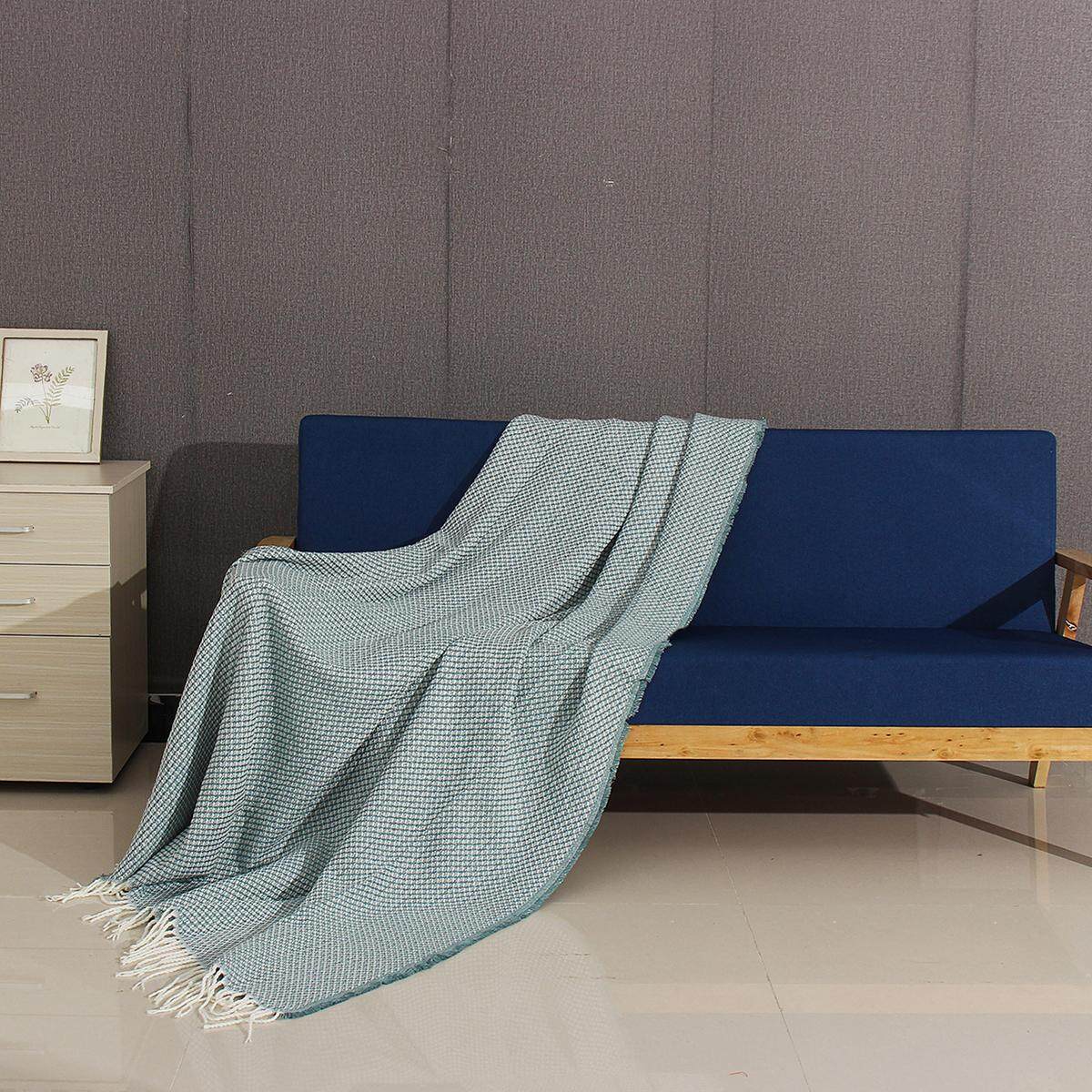 Generic 130x200cm(51.1”X78.7”) Sofa Throw Blanket Tassels Air Condition