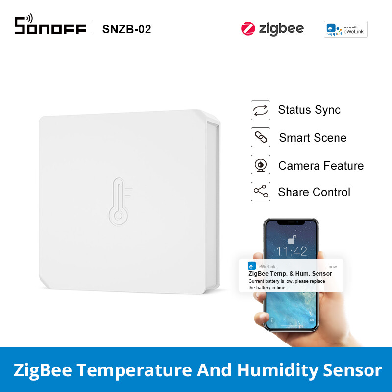 ITEAD SONOFF SNZB-02 Cảm biến ZigBee Cảm biến nhiệt độ Độ ẩm Đồng bộ hóa Bản ghi Cảm biến thông minh Giám sát ứng dụng eWeLink Kiểm tra trạng thái Cảnh thông minh, Cổng / Hub Zigbee Cần thiết