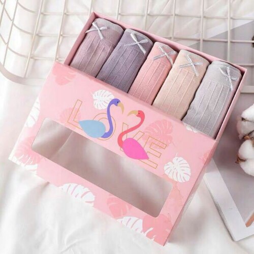 Hộp 5 quần chíp nữ cotton hồng hạc co dãn 4 chiều