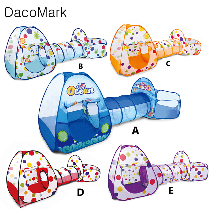 Lều dacomark 3 trong 1 cho nhà chơi trẻ em bộ đường hầm có thể gập lại lều bật tự động thế giới đại dương mẫu cho bé bóng đại dương đồ chơi trong nhà banh