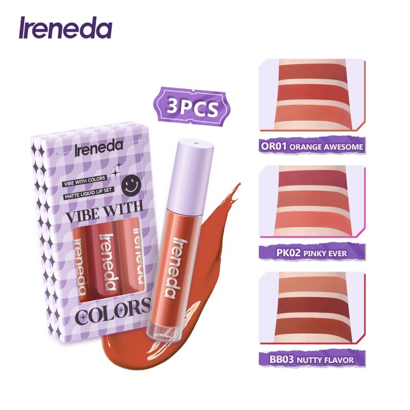 Ireneda Vibe With Colors Matte Liquid Lip Set Son Bóng Son Bóng Lâu Trôi