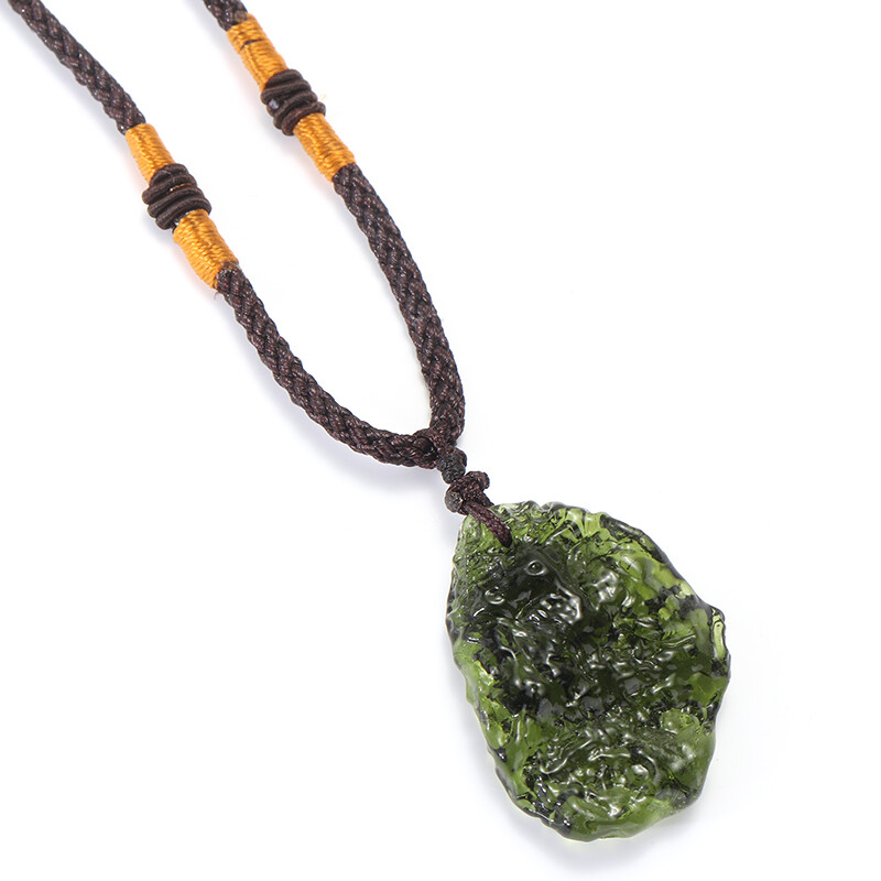 Bbyes tinh thể tự nhiên đá quý xanh lục moldavite thiên thạch tác động vòng cổ thủy tinh mặt dây chuyền quà tặng