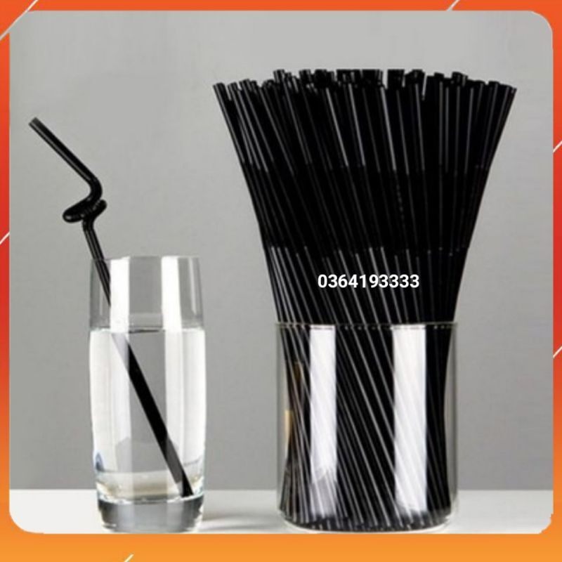 Ống hút sinh tố xoắn đen 80 cái 1 gói ống hút nghệ thuật