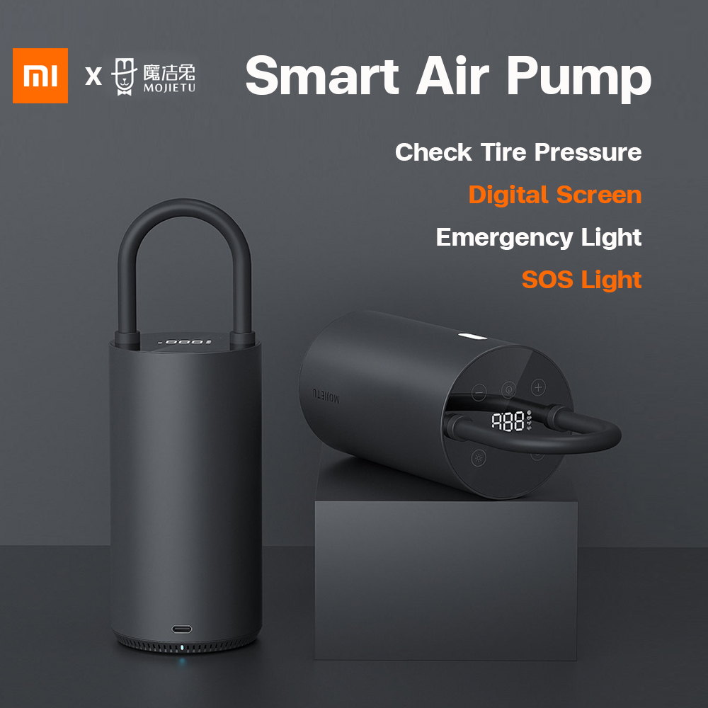 Mijia bơm hơi thông minh mojietu bơm điện phát hiện áp suất lốp kỹ thuật số thông minh chống sét cho xe đạp xe máy xe hơi bóng đá