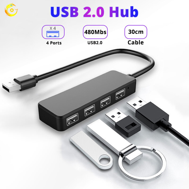 USB 2.0 Hub Đa Bộ Chuyển Đổi Splitter USB 4 Cổng Tốc Độ Cao Truyền Nhiều USB2.0 Extender Cho PC Máy Tính Xách Tay