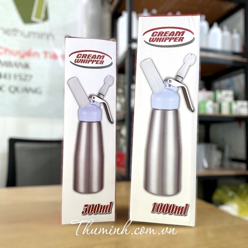 Bình xịt kem tươi cream whipper inox 500ml - 1000ml