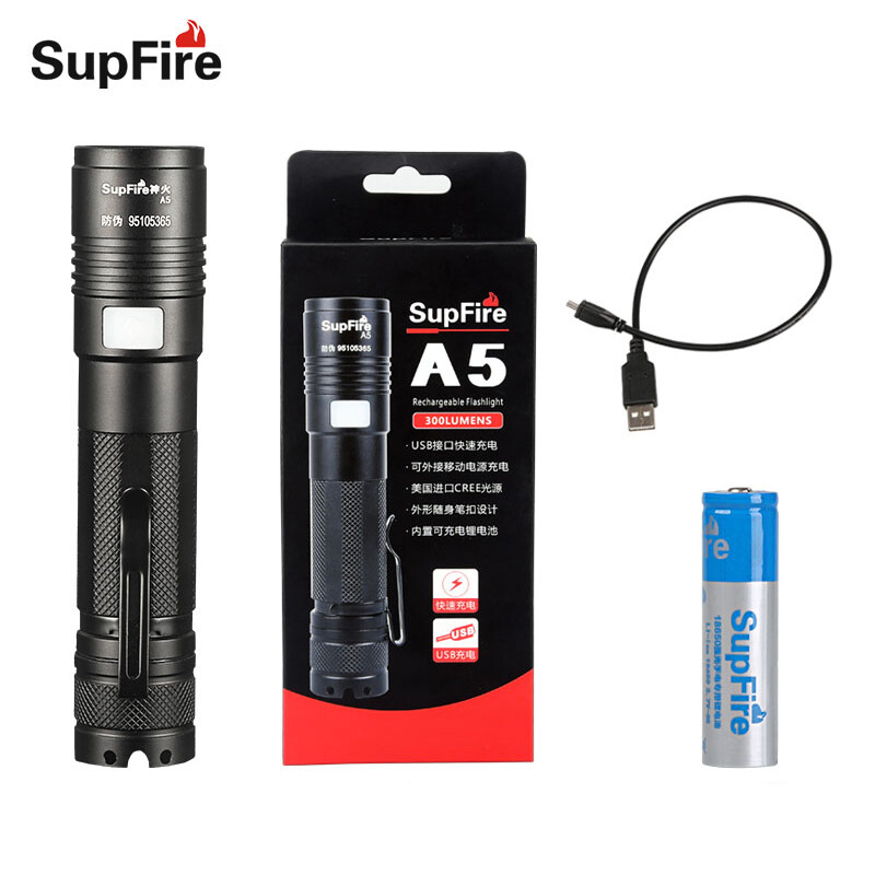 Supfire đèn pin mini linterna led a5 torch lanterna 800lm usb đèn flash ánh sáng cho fenix sofirn nitecore nicron convoy s2 s3 s045