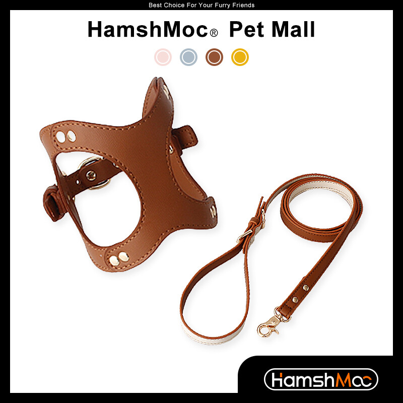 HamshMoc Adjustable Dog Harness and Leash Set Comfortable Pet Harness Leather Durable with Easy Control Handle for Small Medium Dogs ราคา 709 บาท*ส่งฟรี