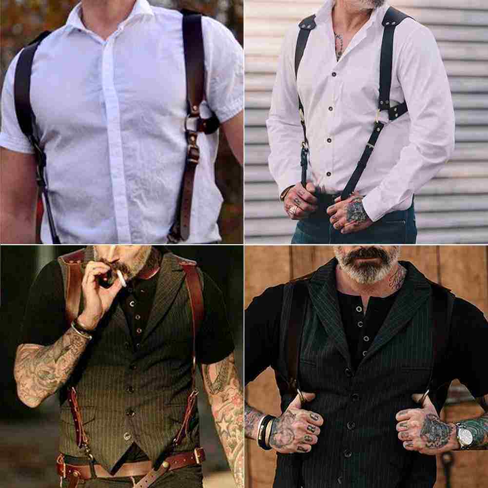Dây Đeo Áo Vest Bằng Da Cổ Điển Dây Đeo Dây Đeo Cho Nam Dây Đeo Vai Ngực Phong Cách Punk Phụ Kiện Trang Phục