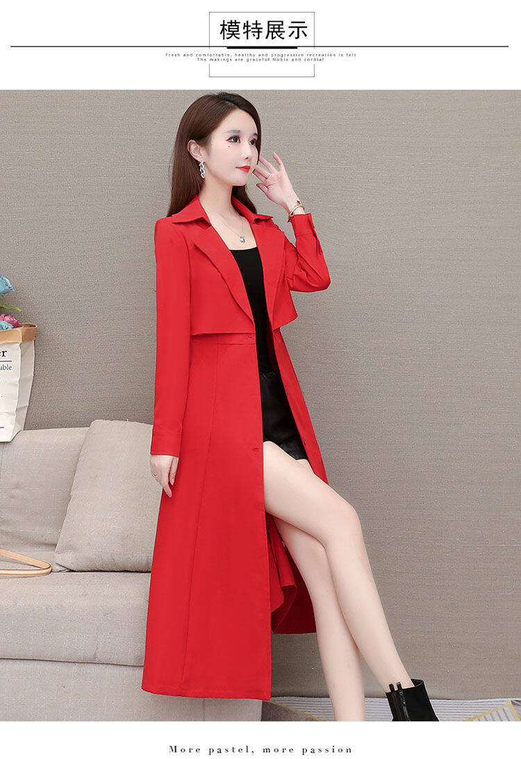 High-end windbreaker women's mid-length 2020 spring and autumn new Korean style over-the-knee plus size slimming British style mother coat