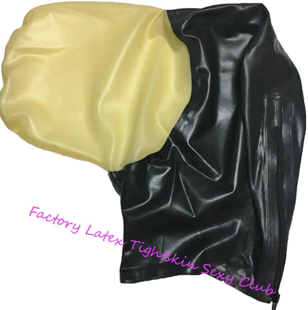 Latex Hood Rubber Mask Handmade Black Transparent With Mouth Breath Control Hole Sexy Halloween Cosplay Costumes For Men Women