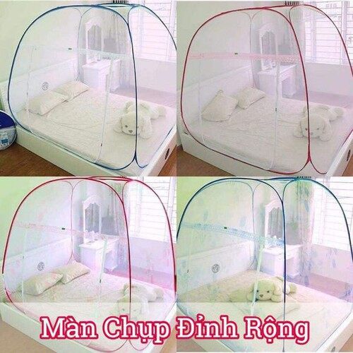 Màn chụp đỉnh rộng đỉnh chóp đỉnh tam giác tự bung mùng chụp chống muỗi xuất khẩu 1m6 1m8 2m2 đủ size