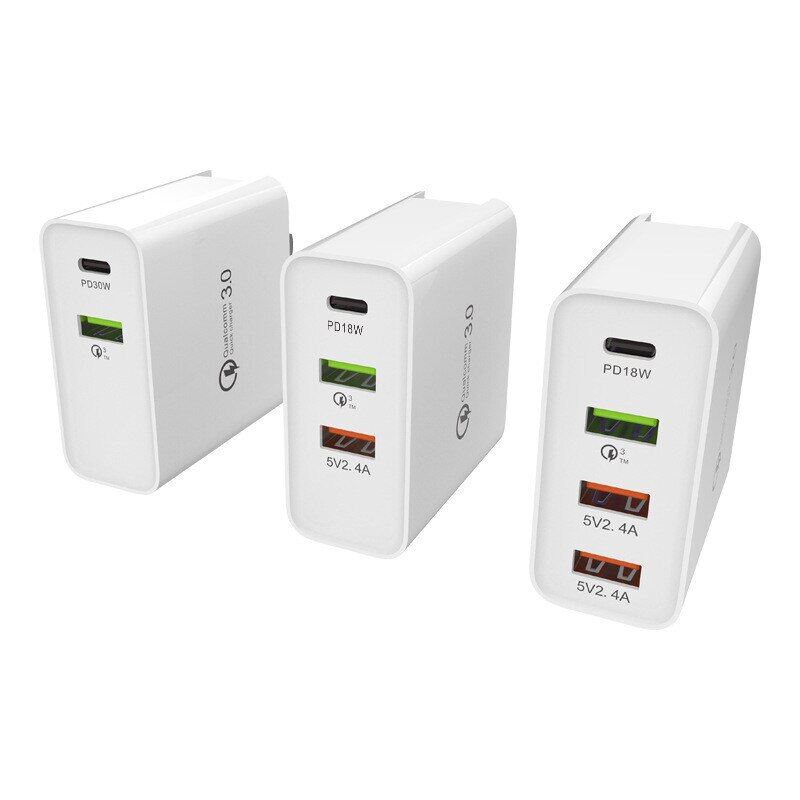 Bộ Sạc Nhiều Cổng 48W Bộ Sạc USB PD Type C Cho Máy Tính Bảng Samsung iPhone Huawei Bộ Chuyển Đổi Phích Cắm AU Chuẩn EU Anh Mỹ Bộ Sạc Tường Nhanh QC 3.0