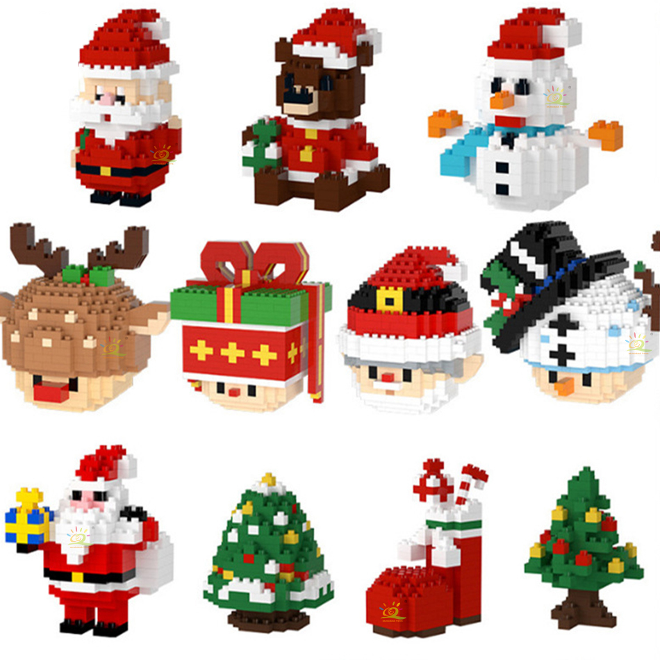 Khối xếp hình giáng sinh mini khối xếp hình hoạt hình tự làm mô hình xếp hình 3d đổi mới dòng mini khối kim cương nhỏ tương thích với xếp hình đổi mới lắp ráp cho trẻ em từ 3 tuổi trở lên