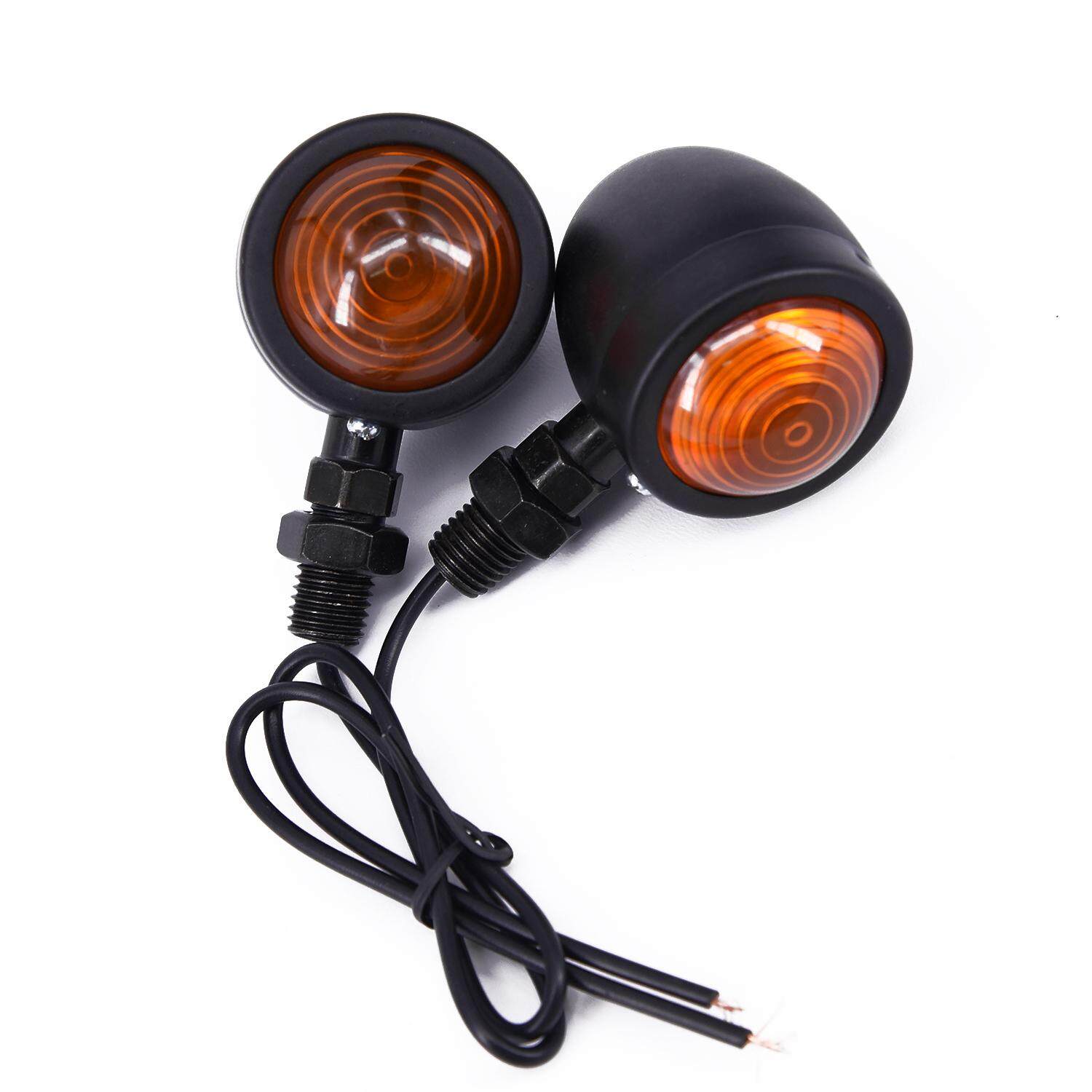 Pair of Black Metal Motorcycle Cafe Racer Turn Signal Indicator Lights Lamps NEW