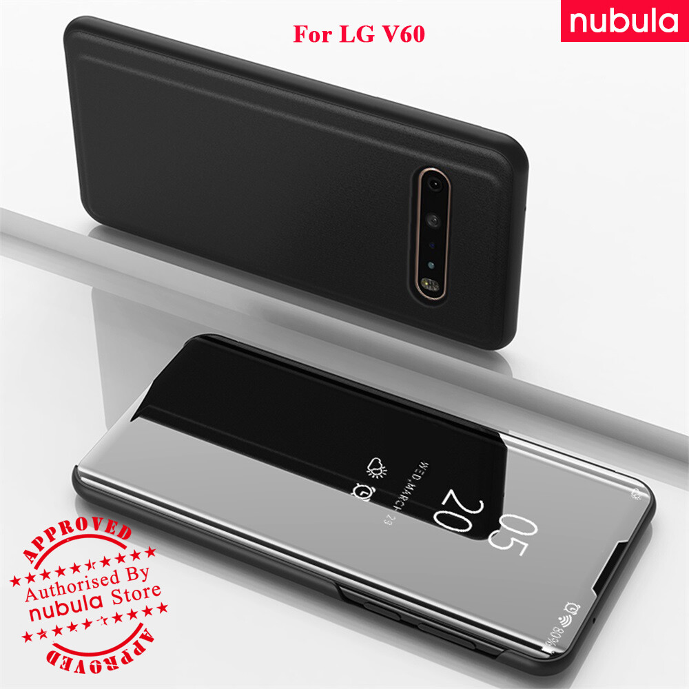 NUBULA Cho LG V60 ThinQ (6.8) Inch Ốp Lật, Ốp Lật Cứng Tráng Gương Sang Trọng Ốp Lật Trong Suốt Dành Cho LG V60 ThinQ