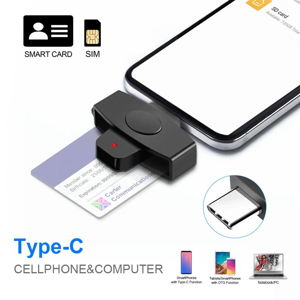 Loại USB C Đầu đọc thẻ thông minh Sim cloner Type-C tờ khai Thuế ngân hàng Dine dni Công Dân thẻ IC Đầu đọc thẻ ID cho/iOS Android