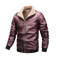 IELGY fashion mens leather jacket plus velvet plus size to keep warm