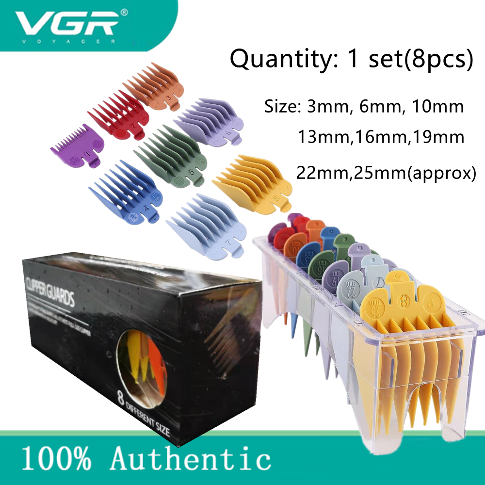 VGR Professional Hair Trimmer Limit Comb 8 Pcs Universal Hair Clipper Limit Combs Guide Guard Attachment Size Salon Styler Tools ราคา 187 บาท*ส่งฟรี