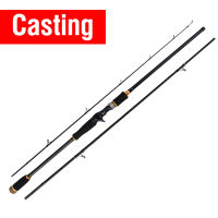 1.8m/2.1m/2.4m/2.7m Black Ultralight Three Sections Lure Fishing Rod Saltwater Sensitive Super Strong Carbon Steel Jigging Rod Spinning/Casting Pole Freshwater