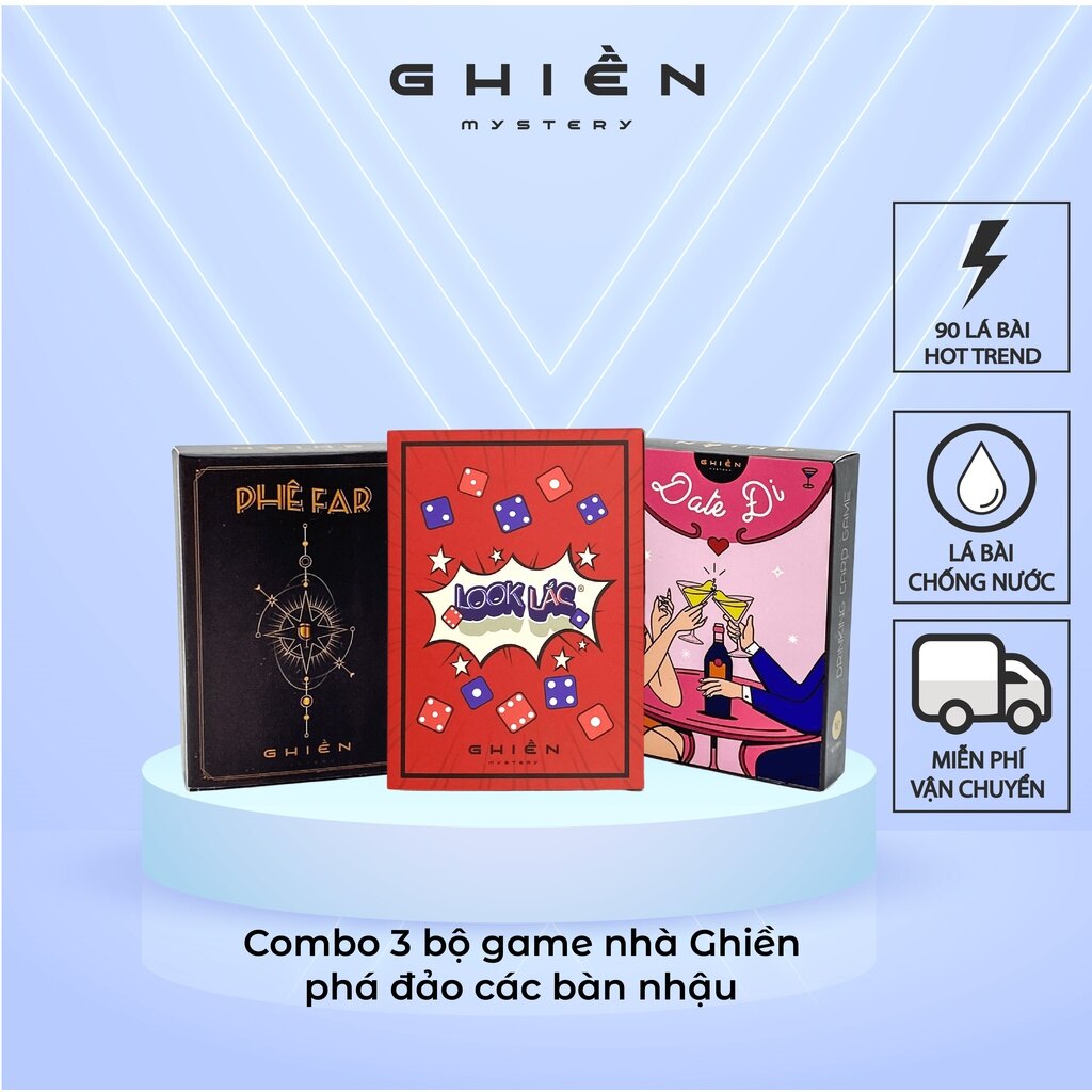 Combo Bộ 3 Drinking Game Phá Đảo Các Bàn Nhậu "Phê Far - Look Lắc - Date Đi" Gây Cười Thú Vị | Ghiền Mystery