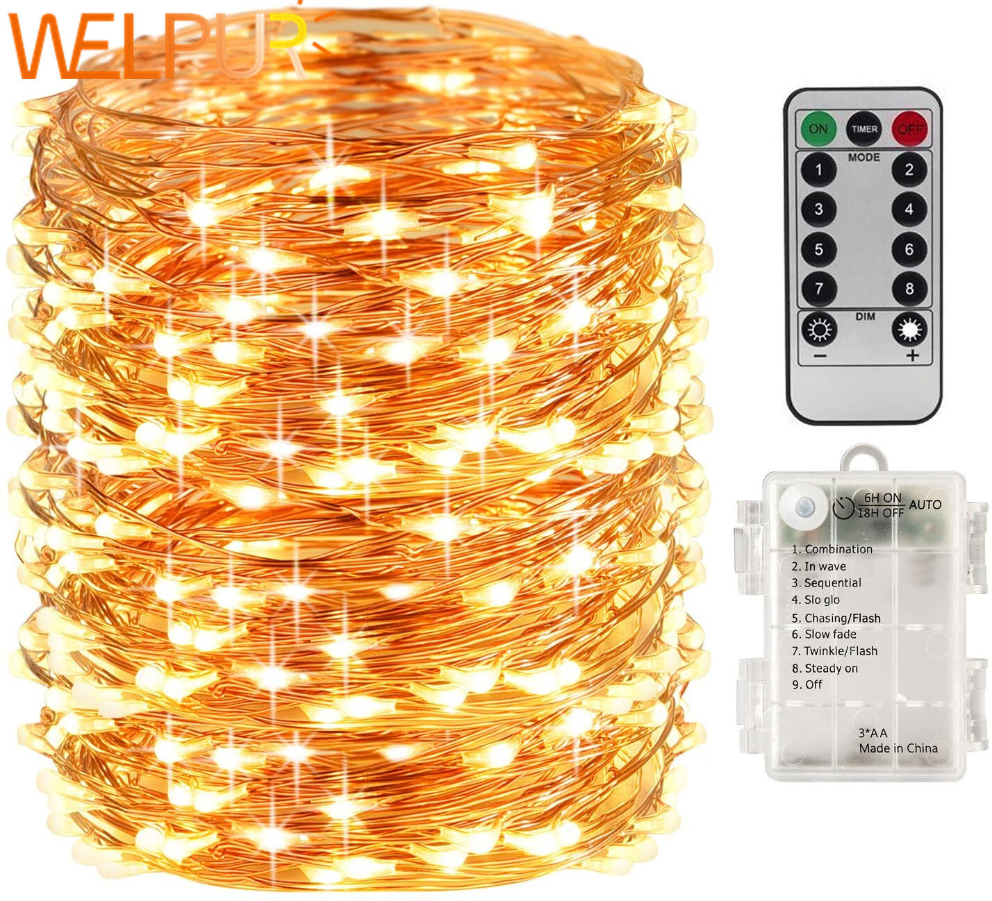Đèn Thần Tiên 8 Chế Độ Dây Đồng Đèn LED 50/100LED/200LED Với Đèn LED Điều Khiển Từ Xa 5M/10M/20M Đèn Hẹn Giờ Điều Khiển Từ Xa Chống Nước Ngoài Trời Cho Giáng Sinh Năm Mới Halloween Sinh Nhật Đèn Trang Trí Đám Cưới
