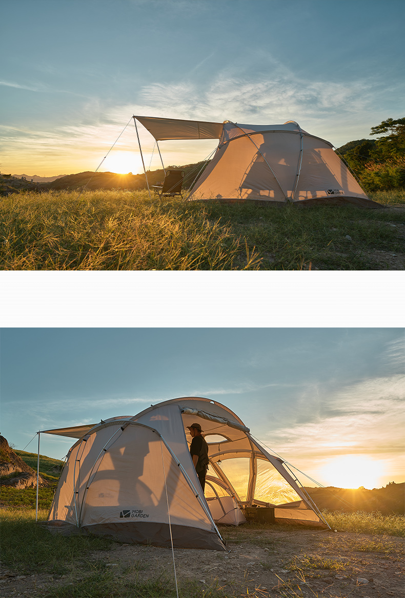 MOBI GARDEN Camping Tent 2-3 Person Waterproof Rainproof Windproof Portable Large Space 4 Season Backpacking Hiking · v40