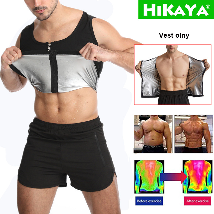 HIKAYA Sauna Vests for Men, Sauna suit Weight loss Zipper tops, sleeveless workout shapewear for men, Quick sweating Compression Shirt for fitness