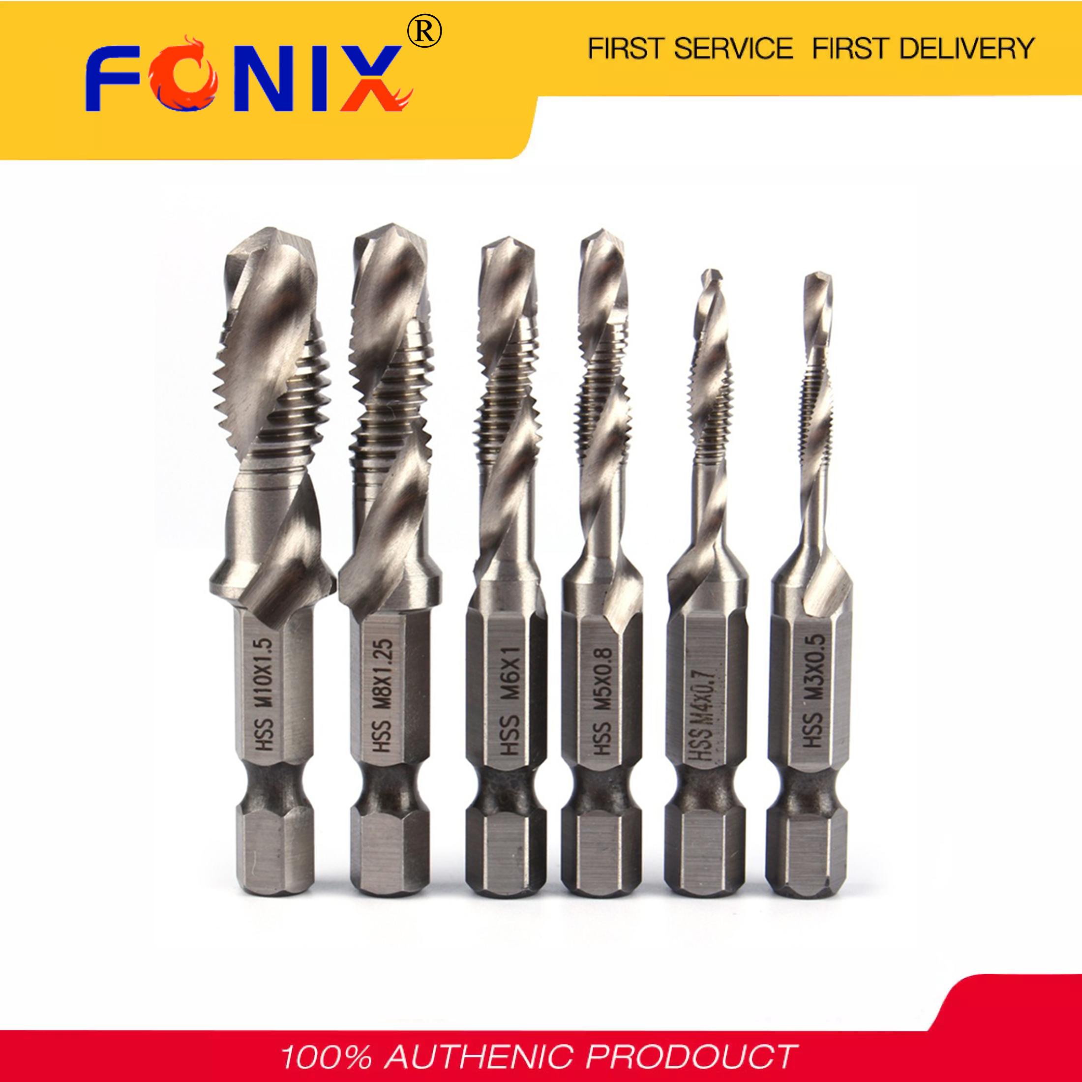 [Hàng Sẵn Có] FONIX 6 Chiếc M3-M10 Thanh Vít Mũi Khoan Mũi Khoan Hss Và Tap Bits 1/4 Chuôi Lục Giác Kết Hợp Số Liệu Bit Thép Tốc Độ Cao